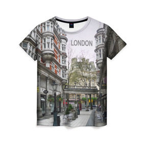 Женская футболка 3D с принтом Улицы Лондона в Санкт-Петербурге, 100% полиэфир ( синтетическое хлопкоподобное полотно) | прямой крой, круглый вырез горловины, длина до линии бедер | boulevard | city | england | london | street | united kingdom | англия | бульвар | великобритания | город | лондон | улица