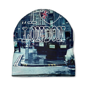 Шапка 3D с принтом Улицы Лондона в Санкт-Петербурге, 100% полиэстер | универсальный размер, печать по всей поверхности изделия | Тематика изображения на принте: city | england | flag | heart | i | london | love | street | united kingdom | англия | великобритания | город | лондон | люблю | сердце | улица | флаг | я
