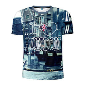 Мужская футболка 3D спортивная с принтом Улицы Лондона в Санкт-Петербурге, 100% полиэстер с улучшенными характеристиками | приталенный силуэт, круглая горловина, широкие плечи, сужается к линии бедра | Тематика изображения на принте: city | england | flag | heart | i | london | love | street | united kingdom | англия | великобритания | город | лондон | люблю | сердце | улица | флаг | я