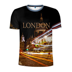 Мужская футболка 3D спортивная с принтом Улицы Лондона в Санкт-Петербурге, 100% полиэстер с улучшенными характеристиками | приталенный силуэт, круглая горловина, широкие плечи, сужается к линии бедра | city | england | lights | london | night | street | united kingdom | англия | великобритания | город | лондон | ночь | огни | улица