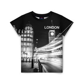 Детская футболка 3D с принтом Улицы Лондона в Санкт-Петербурге, 100% гипоаллергенный полиэфир | прямой крой, круглый вырез горловины, длина до линии бедер, чуть спущенное плечо, ткань немного тянется | Тематика изображения на принте: england | lights | london | night | street | united kingdom | англия | великобритания | лондон | ночь | огни | улица