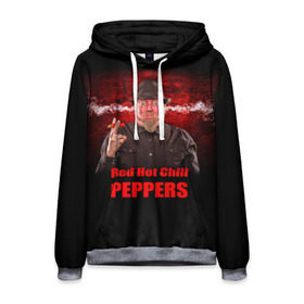 Мужская толстовка 3D с принтом Red Hot Chili Peppers в Санкт-Петербурге, 100% полиэстер | двухслойный капюшон со шнурком для регулировки, мягкие манжеты на рукавах и по низу толстовки, спереди карман-кенгуру с мягким внутренним слоем. | Тематика изображения на принте: звезда | красный | кумир | музыка | перец | рок | рок группа | хит