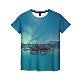 Женская футболка 3D с принтом Сибирь в Санкт-Петербурге, 100% полиэфир ( синтетическое хлопкоподобное полотно) | прямой крой, круглый вырез горловины, длина до линии бедер | море | пейзаж