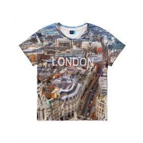 Детская футболка 3D с принтом Улицы Лондона в Санкт-Петербурге, 100% гипоаллергенный полиэфир | прямой крой, круглый вырез горловины, длина до линии бедер, чуть спущенное плечо, ткань немного тянется | 