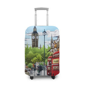 Чехол для чемодана 3D с принтом Улицы Лондона в Санкт-Петербурге, 86% полиэфир, 14% спандекс | двустороннее нанесение принта, прорези для ручек и колес | Тематика изображения на принте: city | england | london | united kingdom | англия | великобритания | город | лондон