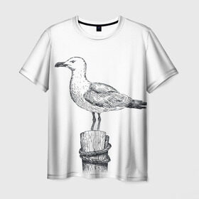 Мужская футболка 3D с принтом Чайка в Санкт-Петербурге, 100% полиэфир | прямой крой, круглый вырез горловины, длина до линии бедер | вмф | море | моряк | речник | флот | чайка