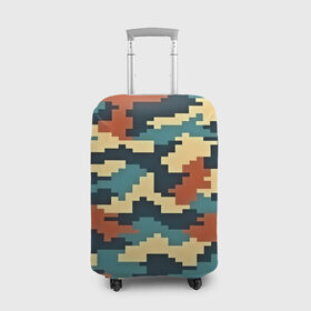Чехол для чемодана 3D с принтом Цветной камуфляж в Санкт-Петербурге, 86% полиэфир, 14% спандекс | двустороннее нанесение принта, прорези для ручек и колес | пиксельный