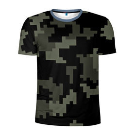 Мужская футболка 3D спортивная с принтом Городской камуфляж в Санкт-Петербурге, 100% полиэстер с улучшенными характеристиками | приталенный силуэт, круглая горловина, широкие плечи, сужается к линии бедра | пиксельный | темный