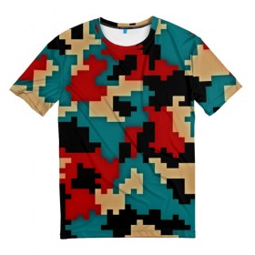 Мужская футболка 3D с принтом Camouflage в Санкт-Петербурге, 100% полиэфир | прямой крой, круглый вырез горловины, длина до линии бедер | Тематика изображения на принте: камуфляж | пиксельный | разноцветный