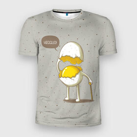 Мужская футболка 3D спортивная с принтом Яйцо приветствует в Санкт-Петербурге, 100% полиэстер с улучшенными характеристиками | приталенный силуэт, круглая горловина, широкие плечи, сужается к линии бедра | cook | eat | egg | food | funny | hello | smile | еда | кухня | повар | привет | прикол | смайл | улыбка | яйцо