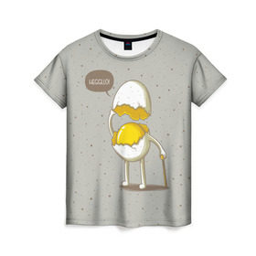 Женская футболка 3D с принтом Яйцо приветствует в Санкт-Петербурге, 100% полиэфир ( синтетическое хлопкоподобное полотно) | прямой крой, круглый вырез горловины, длина до линии бедер | cook | eat | egg | food | funny | hello | smile | еда | кухня | повар | привет | прикол | смайл | улыбка | яйцо