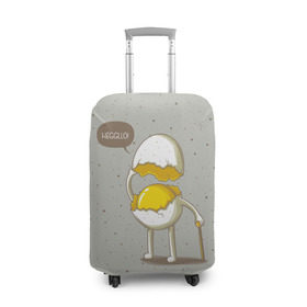 Чехол для чемодана 3D с принтом Яйцо приветствует в Санкт-Петербурге, 86% полиэфир, 14% спандекс | двустороннее нанесение принта, прорези для ручек и колес | cook | eat | egg | food | funny | hello | smile | еда | кухня | повар | привет | прикол | смайл | улыбка | яйцо