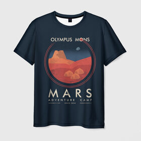 Мужская футболка 3D с принтом Mars Adventure Camp в Санкт-Петербурге, 100% полиэфир | прямой крой, круглый вырез горловины, длина до линии бедер | cosmos | earth | galaxy | mars | moon | planet | space | stars | вселенная | галактика | звезды | земля | космос | луна | марс | планета