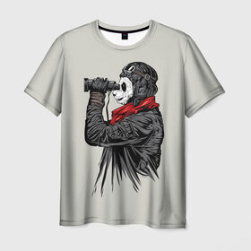 Мужская футболка 3D с принтом Панда танкист в Санкт-Петербурге, 100% полиэфир | прямой крой, круглый вырез горловины, длина до линии бедер | Тематика изображения на принте: animal | bear | beast | panda | tank | war | война | животное | зверь | игра | медведь | панда | танк