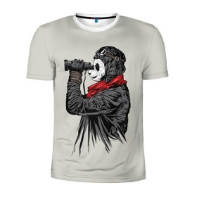 Мужская футболка 3D спортивная с принтом Панда танкист в Санкт-Петербурге, 100% полиэстер с улучшенными характеристиками | приталенный силуэт, круглая горловина, широкие плечи, сужается к линии бедра | animal | bear | beast | panda | tank | war | война | животное | зверь | игра | медведь | панда | танк