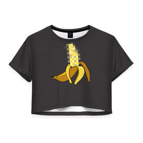 Женская футболка 3D укороченная с принтом XXX Banana в Санкт-Петербурге, 100% полиэстер | круглая горловина, длина футболки до линии талии, рукава с отворотами | banana | erotic | food | fruit | funny | hipster | xxx | банан | еда | прикол | фрукт | хипстер