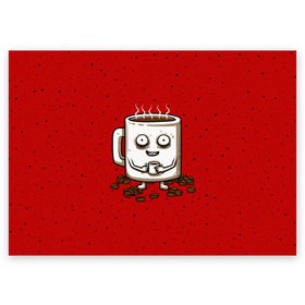 Поздравительная открытка с принтом Кофейный пьяница в Санкт-Петербурге, 100% бумага | плотность бумаги 280 г/м2, матовая, на обратной стороне линовка и место для марки
 | coffee | tea | кофе | кружка | утро | чай | чашка