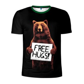 Мужская футболка 3D спортивная с принтом Медвежьи обьятия в Санкт-Петербурге, 100% полиэстер с улучшенными характеристиками | приталенный силуэт, круглая горловина, широкие плечи, сужается к линии бедра | Тематика изображения на принте: animal | bear | beast | bro | free hugs | hipster | man | mister | nature | бро | брутал | животное | зверь | медведь | мужчина | обьятия | природа | хипстер