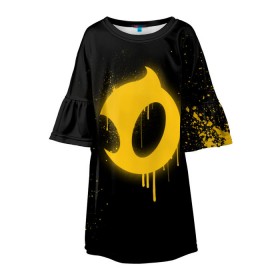 Детское платье 3D с принтом cs:go - Dignitas (Black collection) в Санкт-Петербурге, 100% полиэстер | прямой силуэт, чуть расширенный к низу. Круглая горловина, на рукавах — воланы | cs | csgo | dignitas | го | дигнитас | кс