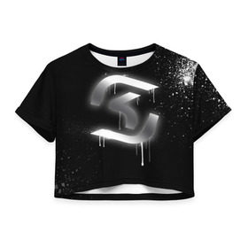 Женская футболка 3D укороченная с принтом cs:go - SK Gaming (Black collection) в Санкт-Петербурге, 100% полиэстер | круглая горловина, длина футболки до линии талии, рукава с отворотами | cs | csgo | sk | го | кс | ск