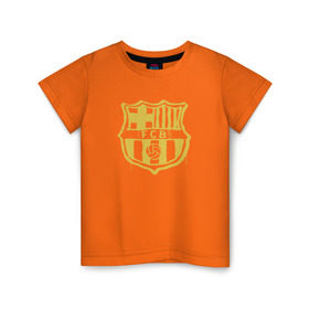 Детская футболка хлопок с принтом FC Barcelona - Yellow Paint (Оригинальный стиль,рисунок краской) в Санкт-Петербурге, 100% хлопок | круглый вырез горловины, полуприлегающий силуэт, длина до линии бедер | barca | barcelona | fcb | барселона | футбол