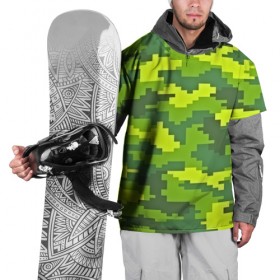Накидка на куртку 3D с принтом Зелёный камуфляж в Санкт-Петербурге, 100% полиэстер |  | пиксели