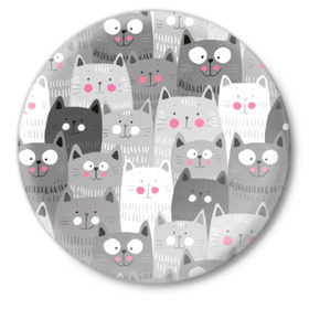 Значок с принтом Котейки 2 в Санкт-Петербурге,  металл | круглая форма, металлическая застежка в виде булавки | котейки | коты | кошки