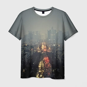 Мужская футболка 3D с принтом Ночной город в Санкт-Петербурге, 100% полиэфир | прямой крой, круглый вырез горловины, длина до линии бедер | город | пейзаж