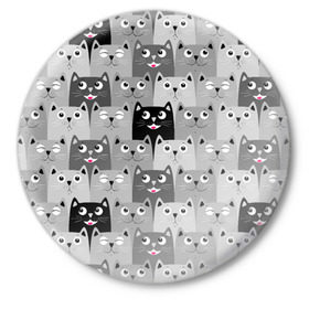 Значок с принтом Котейки в Санкт-Петербурге,  металл | круглая форма, металлическая застежка в виде булавки | котейки | коты | кошки