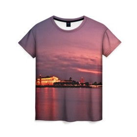 Женская футболка 3D с принтом Санкт-Петербург в Санкт-Петербурге, 100% полиэфир ( синтетическое хлопкоподобное полотно) | прямой крой, круглый вырез горловины, длина до линии бедер | город | пейзаж