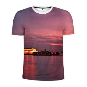 Мужская футболка 3D спортивная с принтом Санкт-Петербург в Санкт-Петербурге, 100% полиэстер с улучшенными характеристиками | приталенный силуэт, круглая горловина, широкие плечи, сужается к линии бедра | город | пейзаж