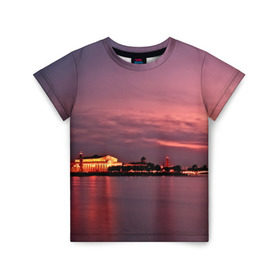 Детская футболка 3D с принтом Санкт-Петербург в Санкт-Петербурге, 100% гипоаллергенный полиэфир | прямой крой, круглый вырез горловины, длина до линии бедер, чуть спущенное плечо, ткань немного тянется | город | пейзаж