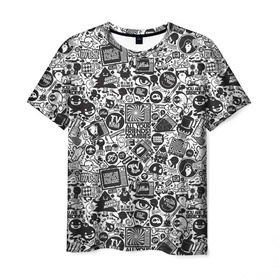 Мужская футболка 3D с принтом Стикербомбинг в Санкт-Петербурге, 100% полиэфир | прямой крой, круглый вырез горловины, длина до линии бедер | Тематика изображения на принте: граффити | скейт | хипстер