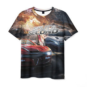 Мужская футболка 3D с принтом Split Second в Санкт-Петербурге, 100% полиэфир | прямой крой, круглый вырез горловины, длина до линии бедер | crew | dirt | driver | grid | nfs | race | гонки