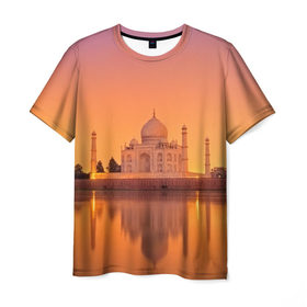 Мужская футболка 3D с принтом Taj Mahal в Санкт-Петербурге, 100% полиэфир | прямой крой, круглый вырез горловины, длина до линии бедер | город | пейзаж | тадж махал