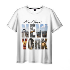 Мужская футболка 3D с принтом Улицы Нью-Йорка в Санкт-Петербурге, 100% полиэфир | прямой крой, круглый вырез горловины, длина до линии бедер | Тематика изображения на принте: new | us | york | город | соединенные штаты америки | сша