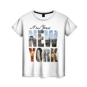 Женская футболка 3D с принтом Улицы Нью-Йорка в Санкт-Петербурге, 100% полиэфир ( синтетическое хлопкоподобное полотно) | прямой крой, круглый вырез горловины, длина до линии бедер | new | us | york | город | соединенные штаты америки | сша
