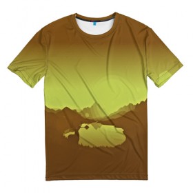 Мужская футболка 3D с принтом Firewatch в Санкт-Петербурге, 100% полиэфир | прямой крой, круглый вырез горловины, длина до линии бедер | Тематика изображения на принте: закат | файрвотч