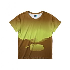 Детская футболка 3D с принтом Firewatch в Санкт-Петербурге, 100% гипоаллергенный полиэфир | прямой крой, круглый вырез горловины, длина до линии бедер, чуть спущенное плечо, ткань немного тянется | закат | файрвотч