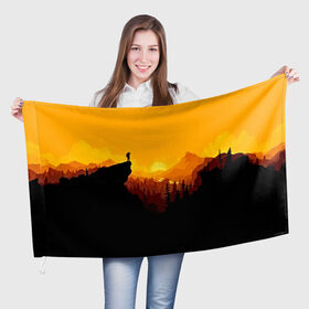 Флаг 3D с принтом FIREWATCH в Санкт-Петербурге, 100% полиэстер | плотность ткани — 95 г/м2, размер — 67 х 109 см. Принт наносится с одной стороны | закат | файрвотч
