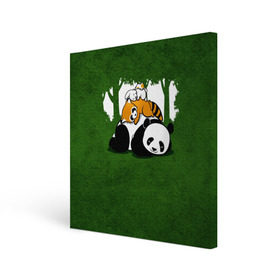 Холст квадратный с принтом Милая панда в Санкт-Петербурге, 100% ПВХ |  | большая | джунгли | енот | зайка | милая | панда | пушистая