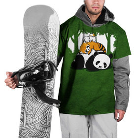 Накидка на куртку 3D с принтом Милая панда в Санкт-Петербурге, 100% полиэстер |  | большая | джунгли | енот | зайка | милая | панда | пушистая