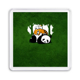 Магнит 55*55 с принтом Милая панда в Санкт-Петербурге, Пластик | Размер: 65*65 мм; Размер печати: 55*55 мм | большая | джунгли | енот | зайка | милая | панда | пушистая
