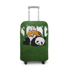 Чехол для чемодана 3D с принтом Милая панда в Санкт-Петербурге, 86% полиэфир, 14% спандекс | двустороннее нанесение принта, прорези для ручек и колес | большая | джунгли | енот | зайка | милая | панда | пушистая