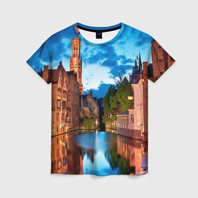 Женская футболка 3D с принтом Германия в Санкт-Петербурге, 100% полиэфир ( синтетическое хлопкоподобное полотно) | прямой крой, круглый вырез горловины, длина до линии бедер | castle | germany | lights | night | old | reflection | sky | town | water | вода | германия | город | замок | небо | ночь | огни | отражение | старый