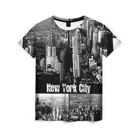 Женская футболка 3D с принтом Улицы Нью-Йорка в Санкт-Петербурге, 100% полиэфир ( синтетическое хлопкоподобное полотно) | прямой крой, круглый вырез горловины, длина до линии бедер | Тематика изображения на принте: city | collage | houses | new york | skyscrapers | streets | usa | город | дома | коллаж | нью йорка | сша | улицы
