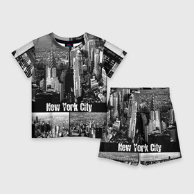 Детский костюм с шортами 3D с принтом Улицы Нью Йорка в Санкт-Петербурге,  |  | city | collage | houses | new york | skyscrapers | streets | usa | город | дома | коллаж | нью йорка | сша | улицы