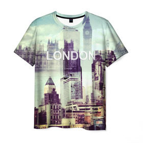 Мужская футболка 3D с принтом Улицы Лондона в Санкт-Петербурге, 100% полиэфир | прямой крой, круглый вырез горловины, длина до линии бедер | Тематика изображения на принте: collage | england | london | англия | коллаж | лондон