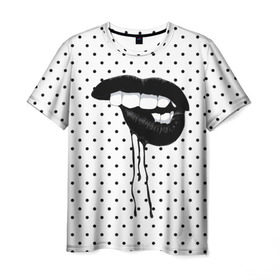 Мужская футболка 3D с принтом Black Lips в Санкт-Петербурге, 100% полиэфир | прямой крой, круглый вырез горловины, длина до линии бедер | black | girl | lips | lipstick | love | губы | девушка | женщина | любовь | помада | страсть | черный