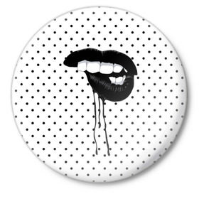 Значок с принтом Black Lips в Санкт-Петербурге,  металл | круглая форма, металлическая застежка в виде булавки | Тематика изображения на принте: black | girl | lips | lipstick | love | губы | девушка | женщина | любовь | помада | страсть | черный